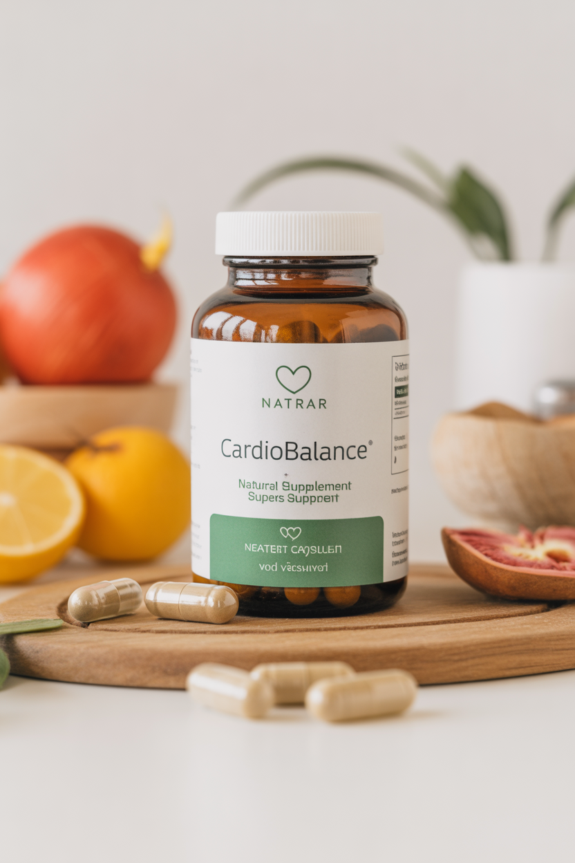 CardioBalance Natur natural supplement bottle with capsules for heart and vascular support